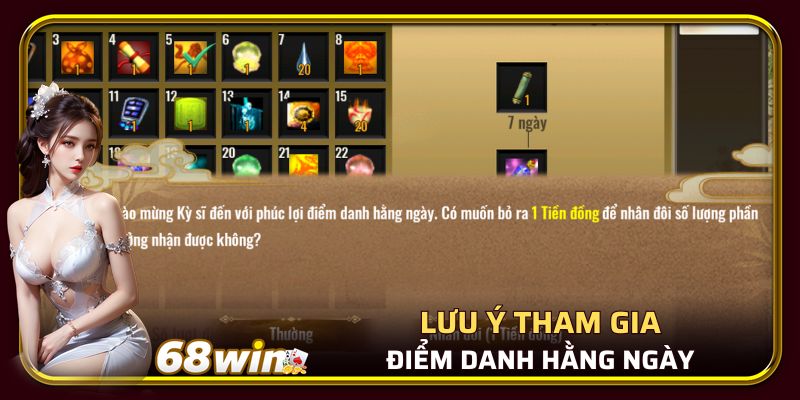 Các chú ý khi tham gia điểm danh mỗi ngày